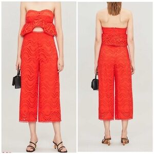 Topshop Red Eyelet Jumpsuit in Size 2
